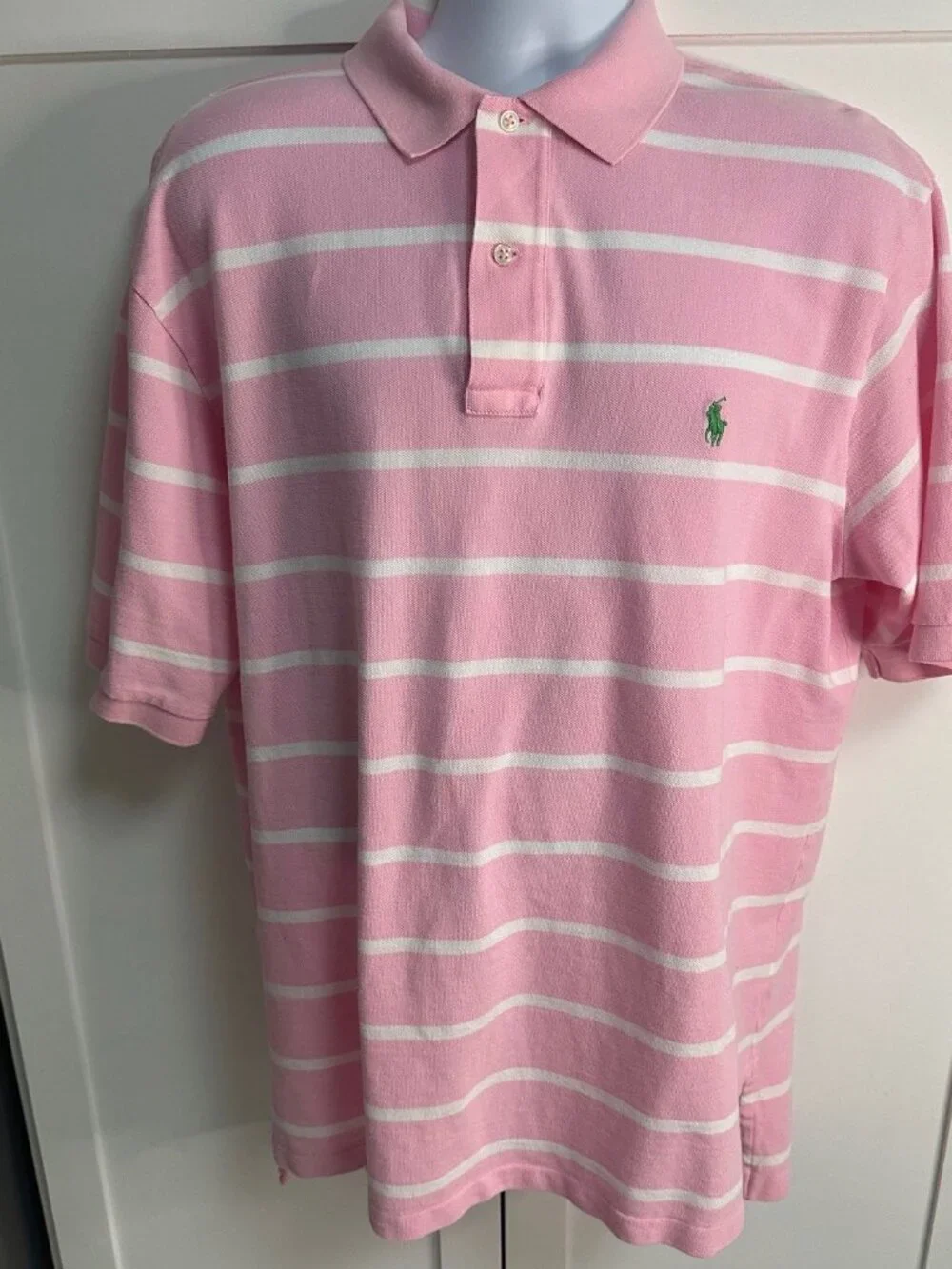 Polo Ralph Lauren Men's Pink and White Short Sleeve XL Polo Casual